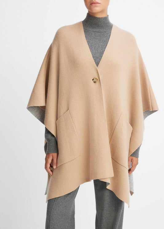 Wool and Cashmere Double-Face Cape in Sweaters | VINCE Women