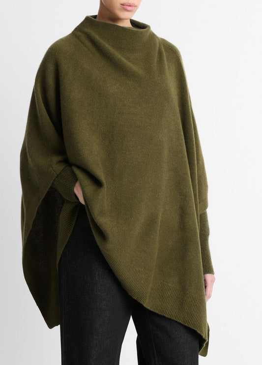 Merino Wool-Cashmere Funnel-Neck Poncho in Accessories | VINCE Women