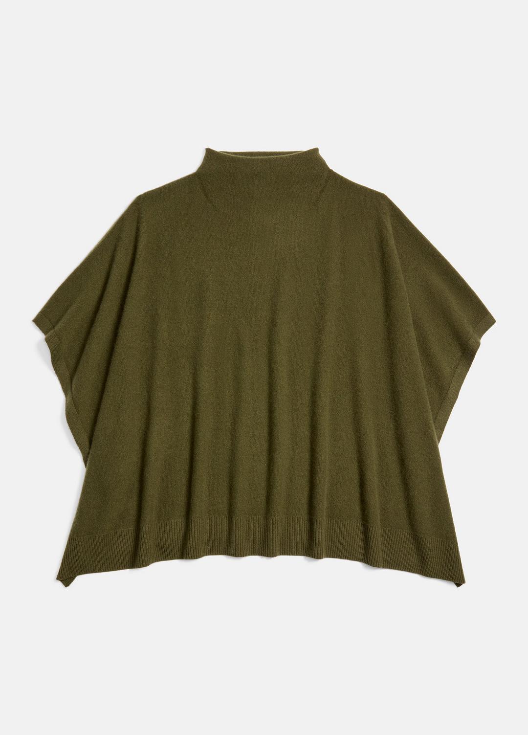 Merino Wool-Cashmere Funnel-Neck Poncho in Accessories | VINCE Women