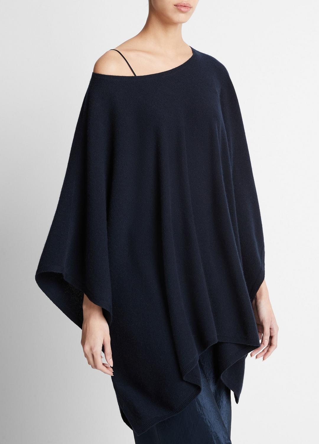 Reverse-Jersey Cashmere Boat-Neck Poncho in Sweaters | VINCE Women