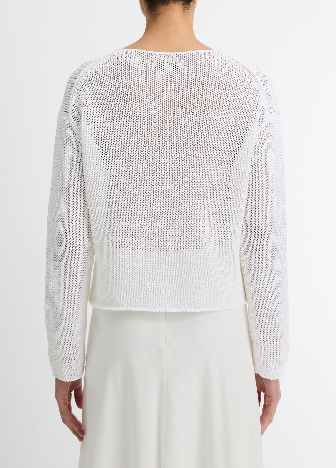Italian Coated Cotton-Blend Sweater in Crew Neck | VINCE Women
