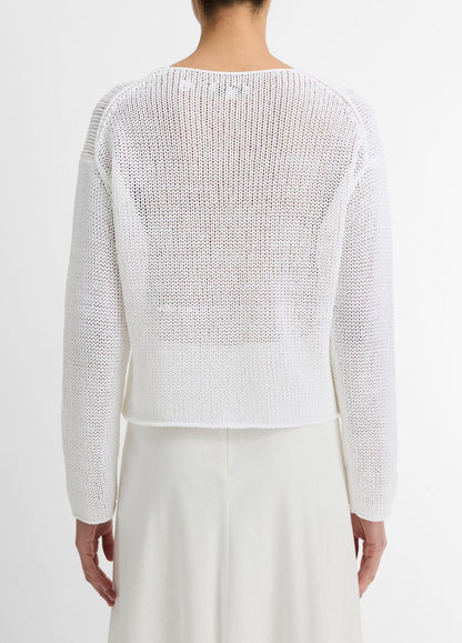 Italian Coated Cotton-Blend Sweater in Crew Neck | VINCE Women