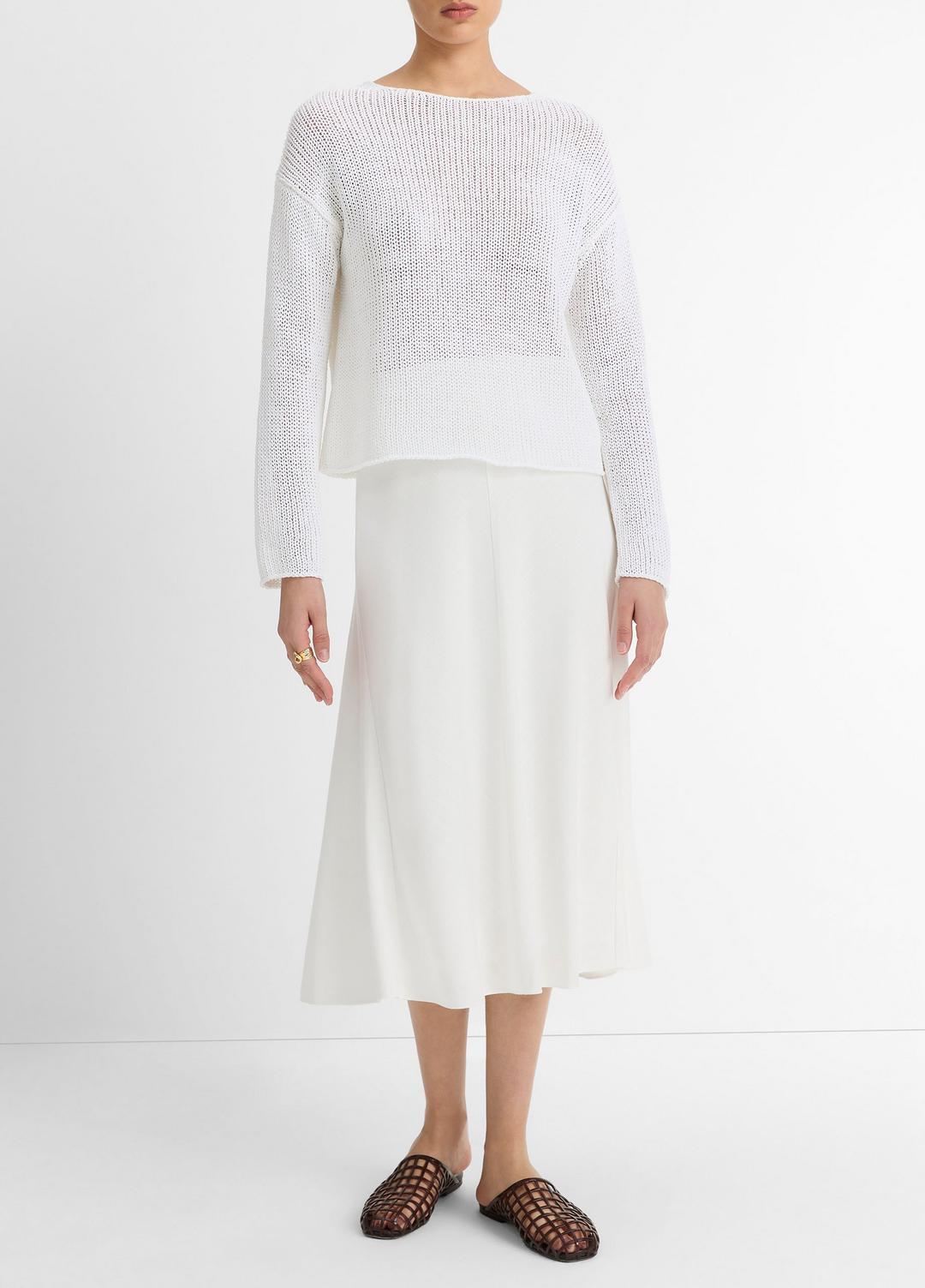 Italian Coated Cotton-Blend Sweater in Crew Neck | VINCE Women