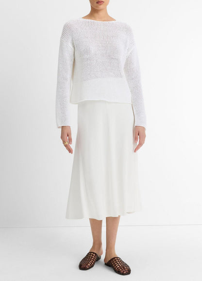 Italian Coated Cotton-Blend Sweater in Crew Neck | VINCE Women