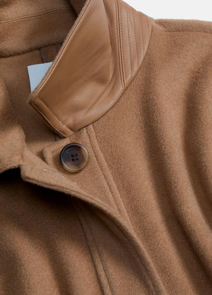 Leather-Trim Wool Cape in Accessories | VINCE Women