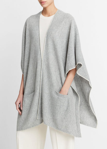 Tipped Jersey-Knit Cashmere Cape in Sweaters | VINCE Women
