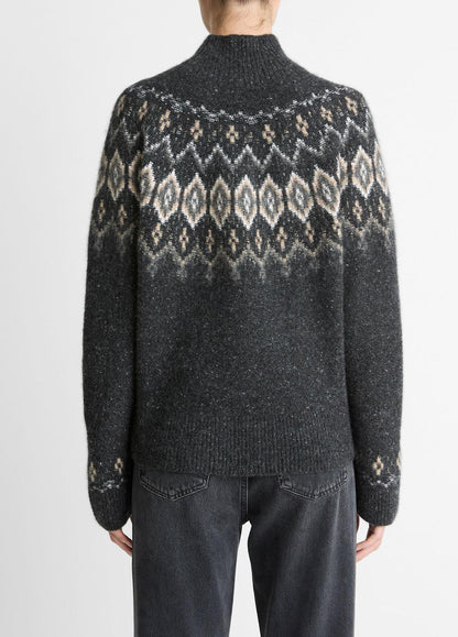 Fair Isle Donegal Cashmere Turtleneck Sweater in Turtleneck | VINCE Women