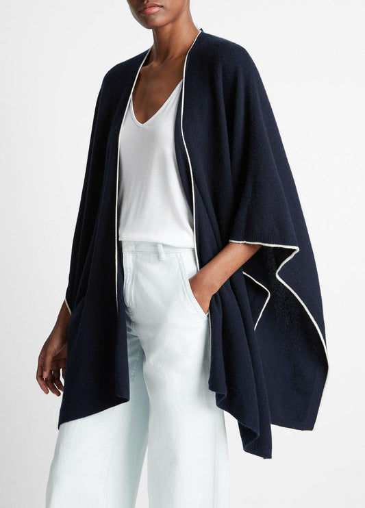 Tipped Jersey-Knit Cashmere Cape in Sweaters | VINCE Women