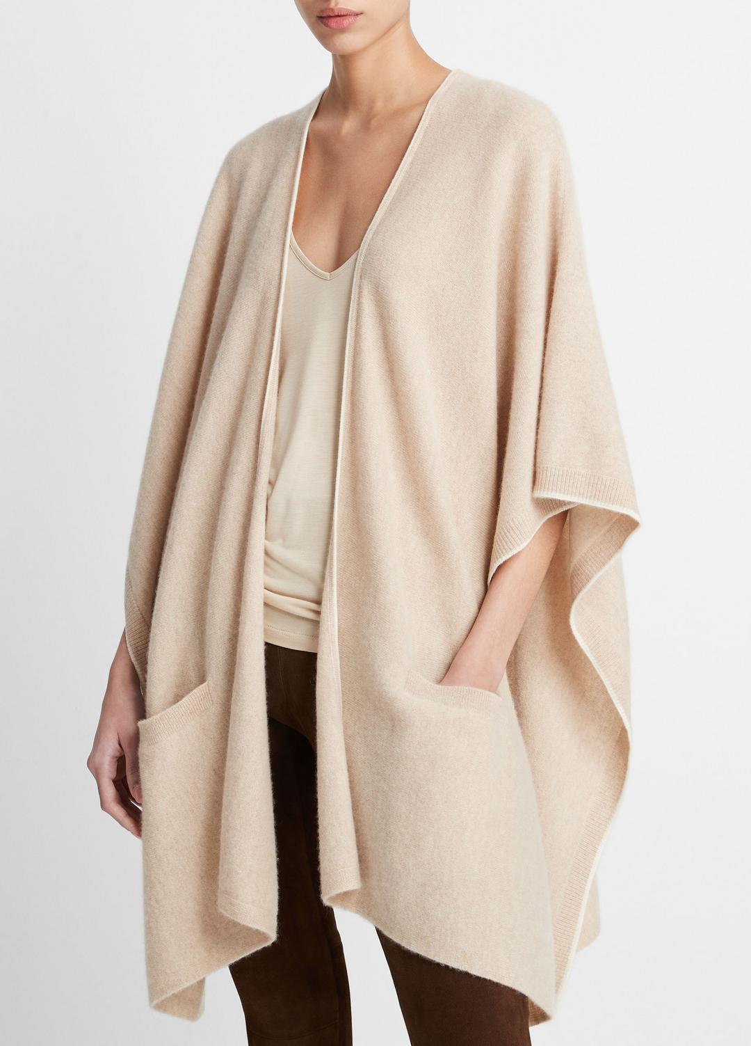 Tipped Jersey-Knit Cashmere Cape in Sweaters | VINCE Women