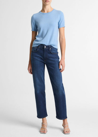 Wool & Cashmere-Blend Short-Sleeve Sweater in Crew Neck | VINCE Women
