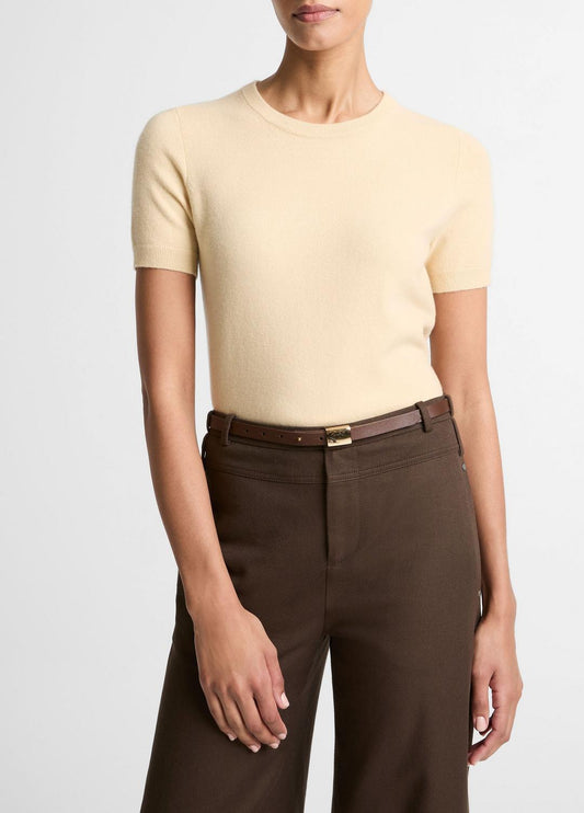 Wool & Cashmere-Blend Short-Sleeve Sweater in Crew Neck | VINCE Women