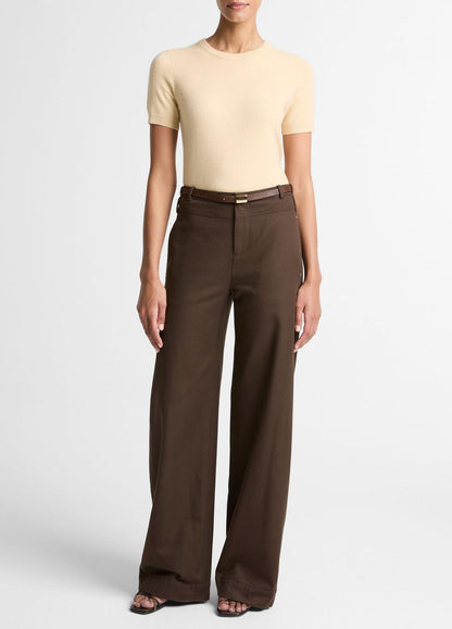 Wool & Cashmere-Blend Short-Sleeve Sweater in Crew Neck | VINCE Women