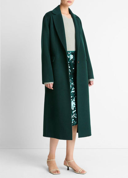 Wool-Blend Single-Breasted Coat in Coats | VINCE Women