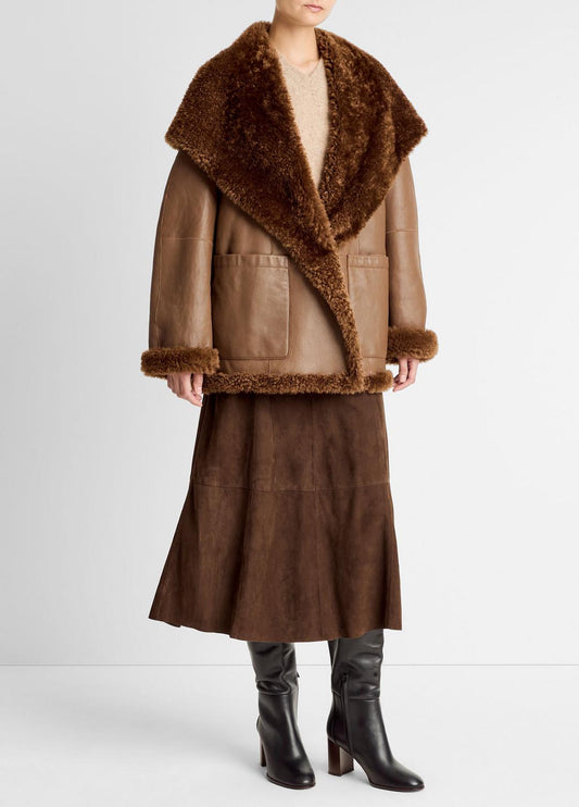 Shearling Hooded Jacket in Jackets | VINCE Women