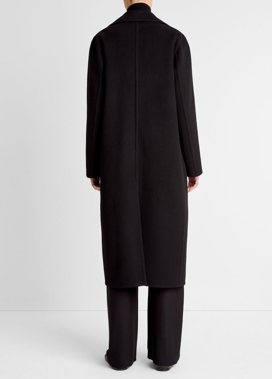 Wool-Blend Double-Breasted Long Coat in Coats | VINCE Women
