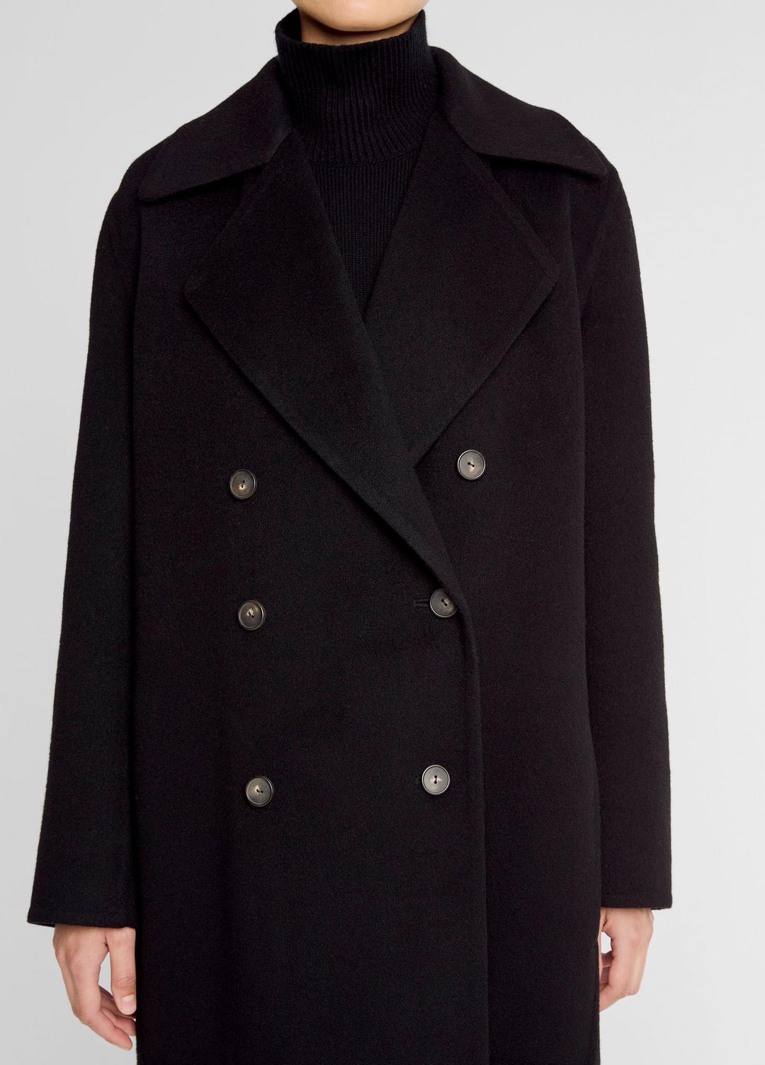 Wool-Blend Double-Breasted Long Coat in Coats | VINCE Women