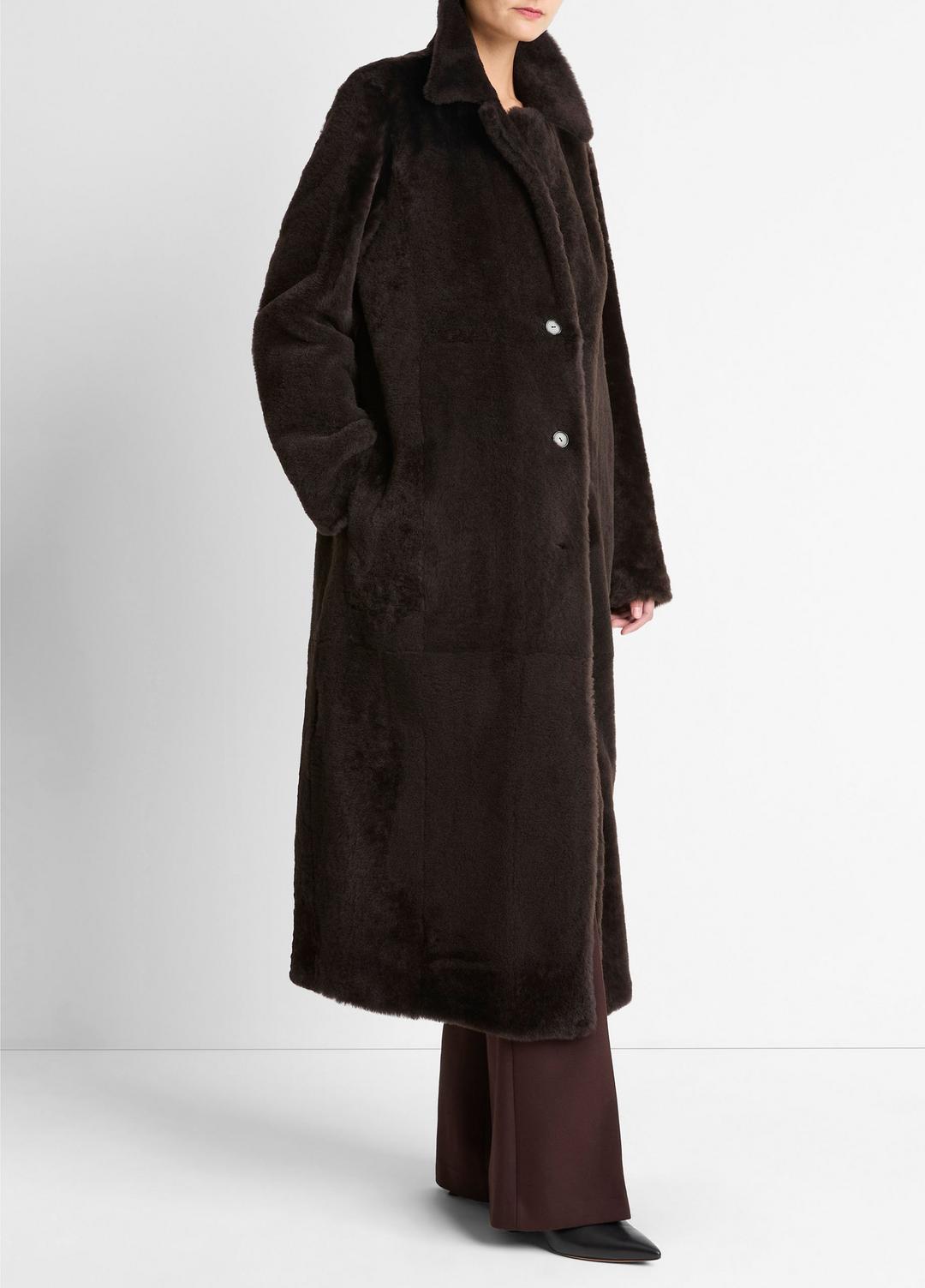 Shearling Long Coat in Coats | VINCE Women