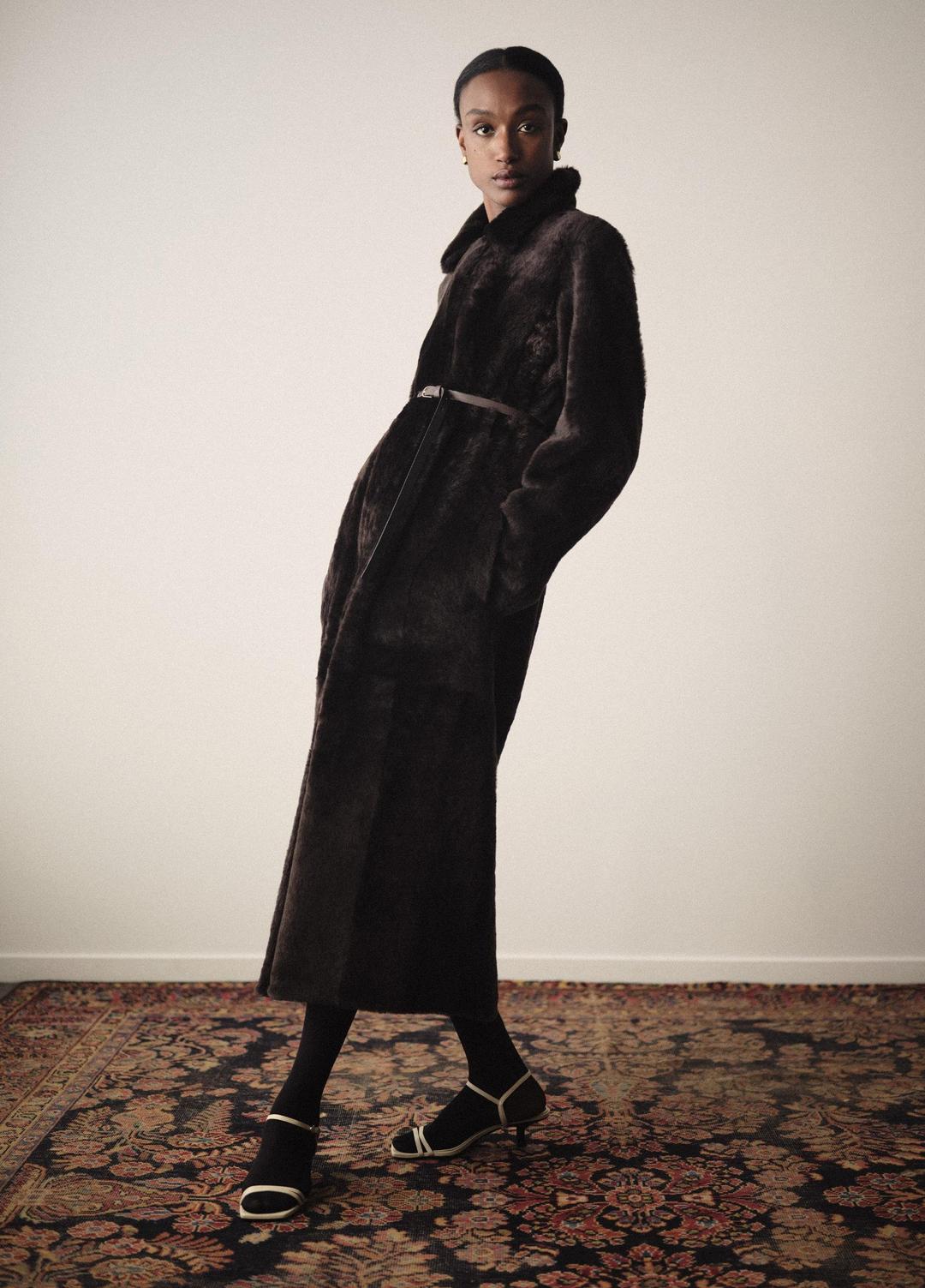 Shearling Long Coat in Coats | VINCE Women