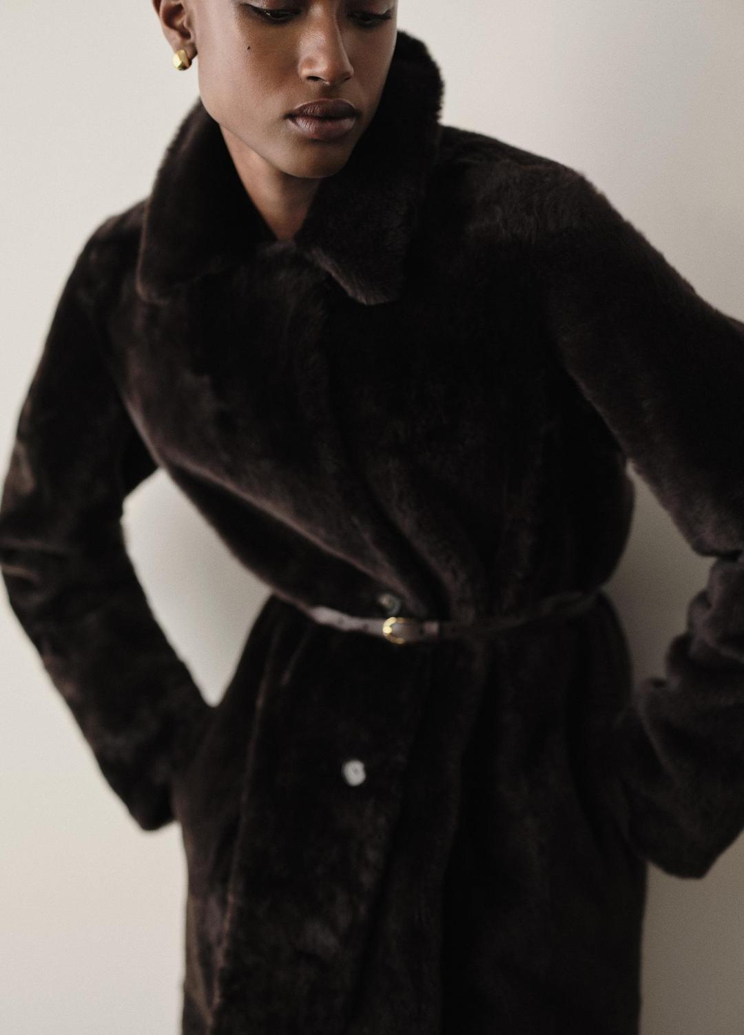 Shearling Long Coat in Coats | VINCE Women