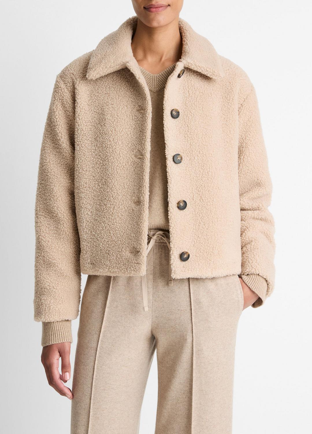 Collared Sherpa Jacket in Jackets | VINCE Women