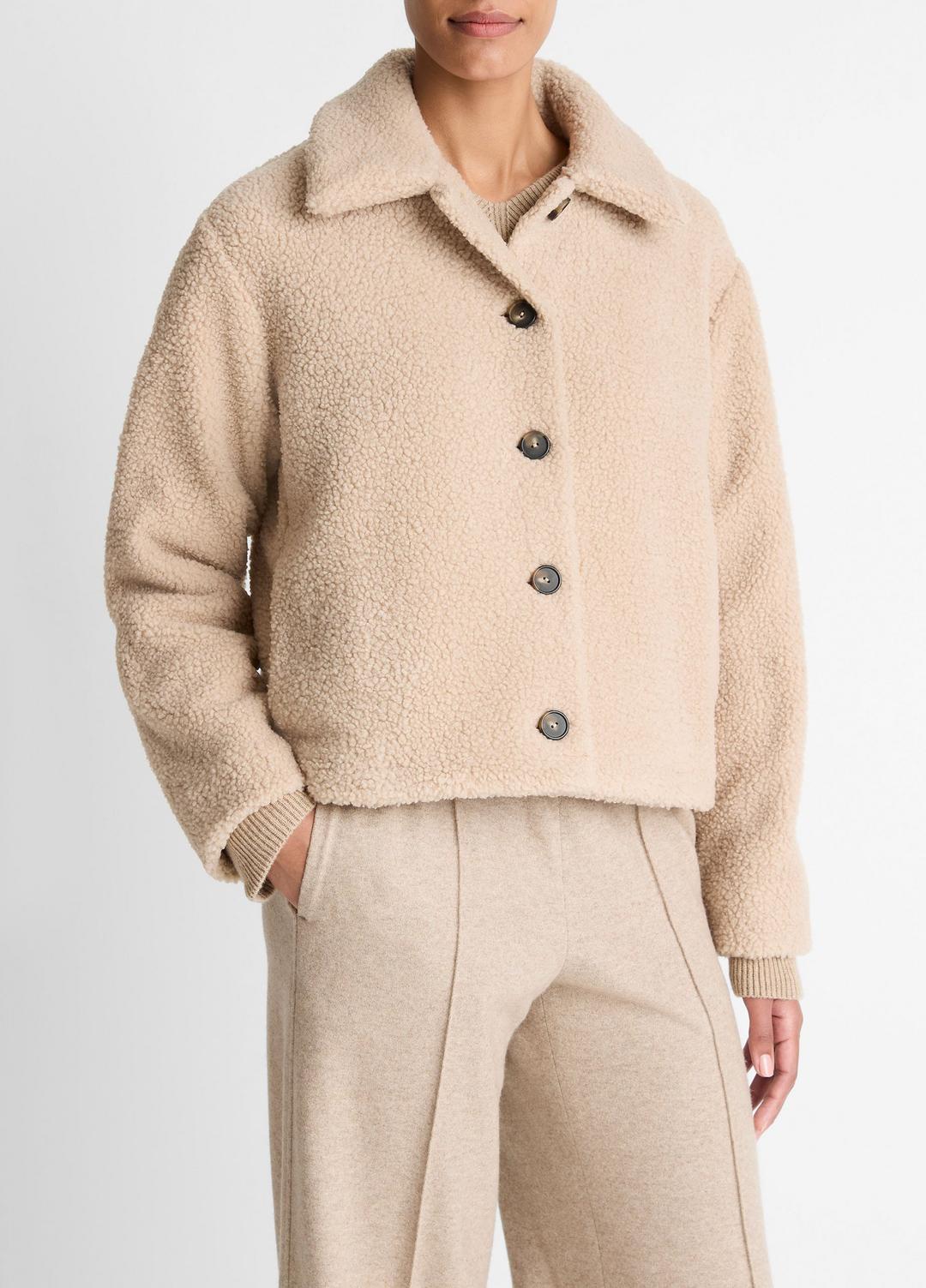 Collared Sherpa Jacket in Jackets | VINCE Women