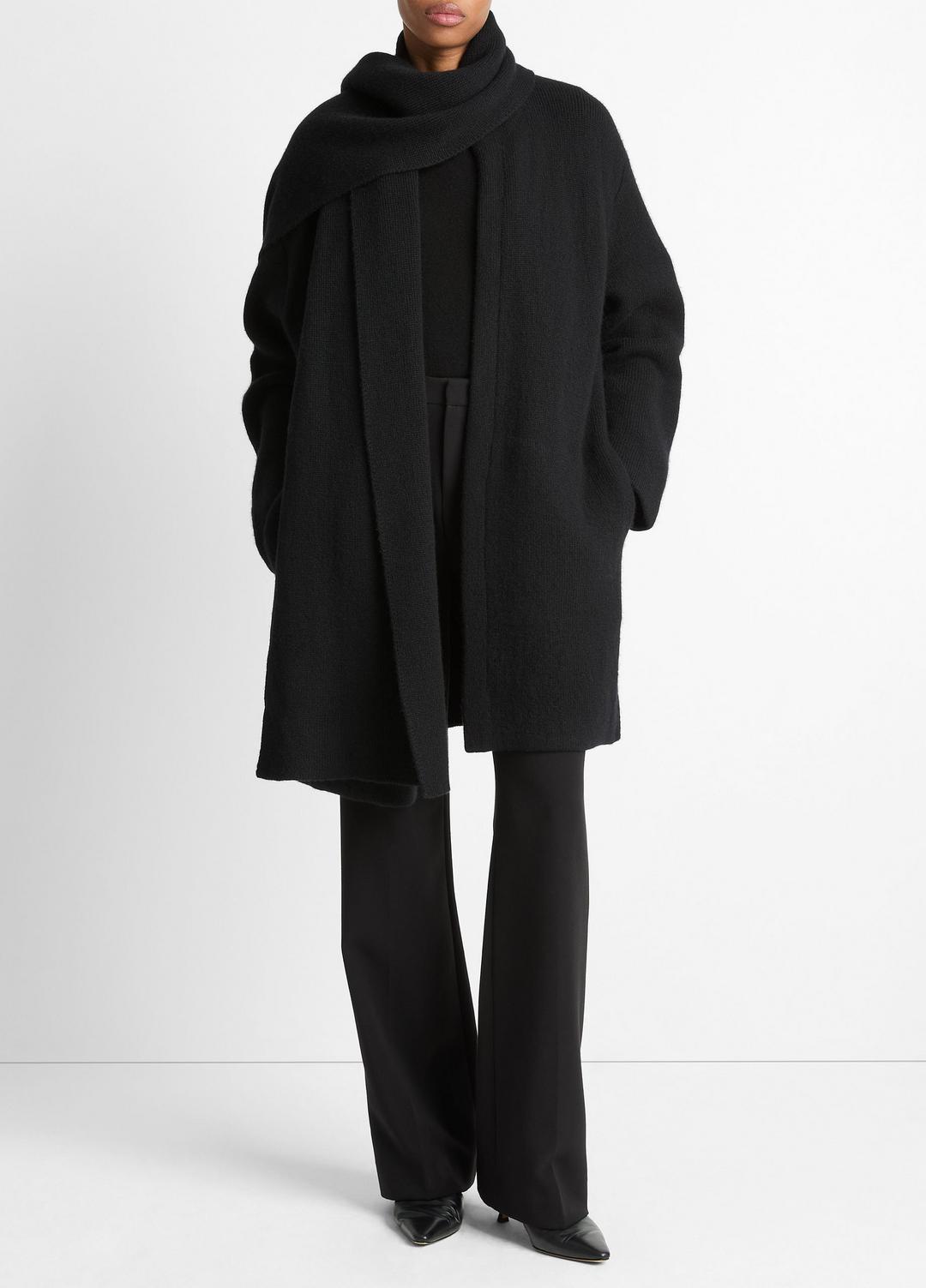 Draped-Scarf Wool-Blend Car Coat in Coats | VINCE Women
