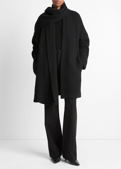 Draped-Scarf Wool-Blend Car Coat in Coats | VINCE Women