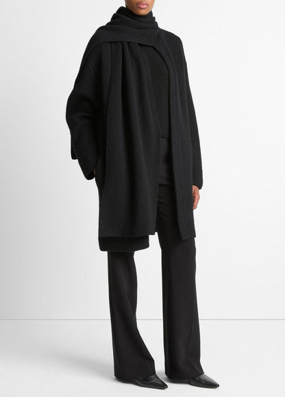 Draped-Scarf Wool-Blend Car Coat in Coats | VINCE Women