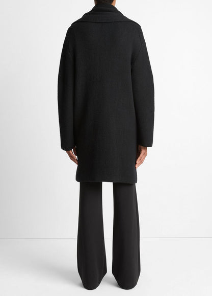 Draped-Scarf Wool-Blend Car Coat in Coats | VINCE Women