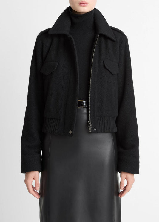 Italian Wool-Blend Cropped Jacket in Jackets | VINCE Women