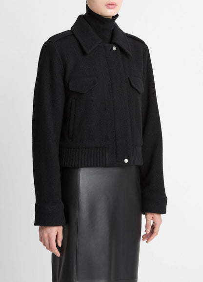 Italian Wool-Blend Cropped Jacket in Jackets | VINCE Women