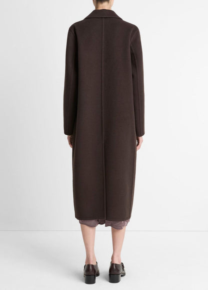 Wool-Blend Double-Breasted Long Coat in Coats | VINCE Women