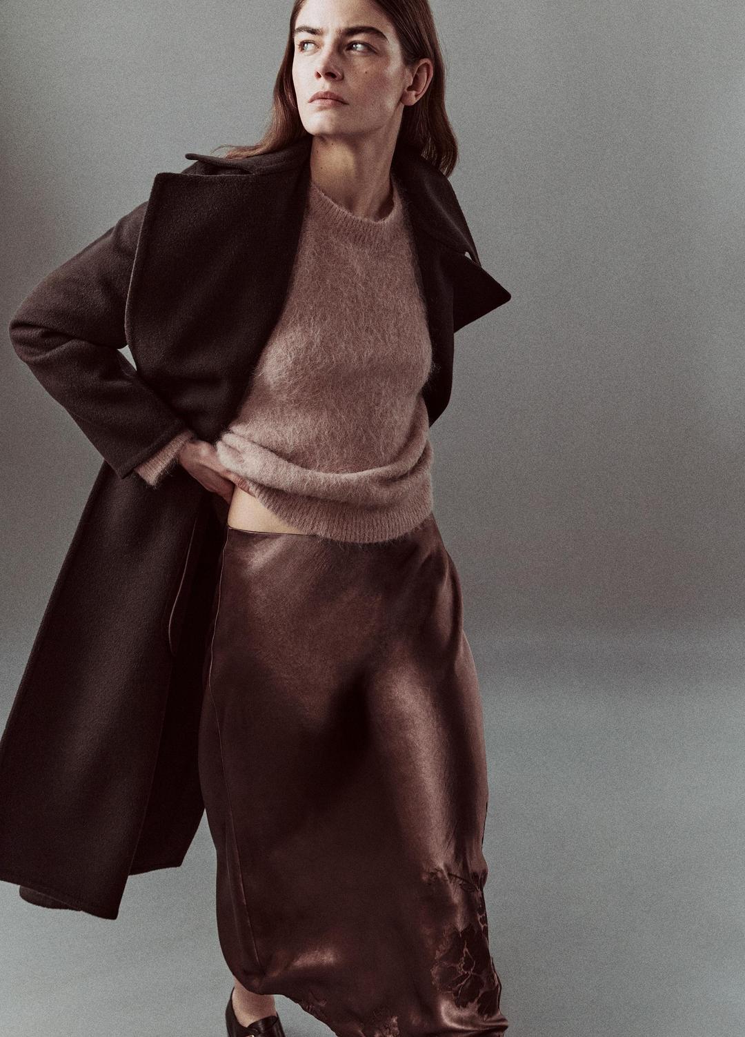 Wool-Blend Double-Breasted Long Coat in Coats | VINCE Women
