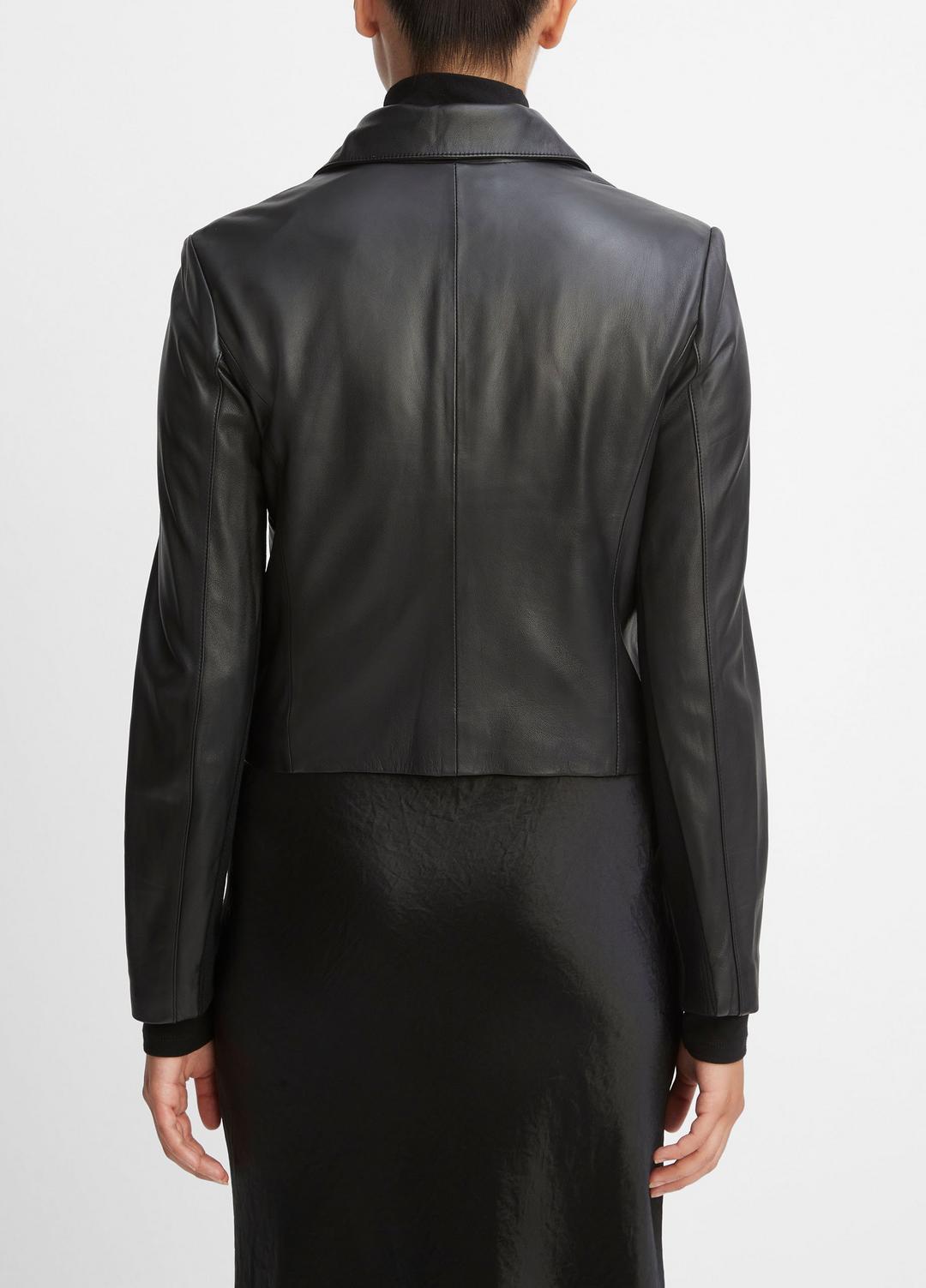 Leather Cross-Front Moto Jacket in Leather Jackets | VINCE Women