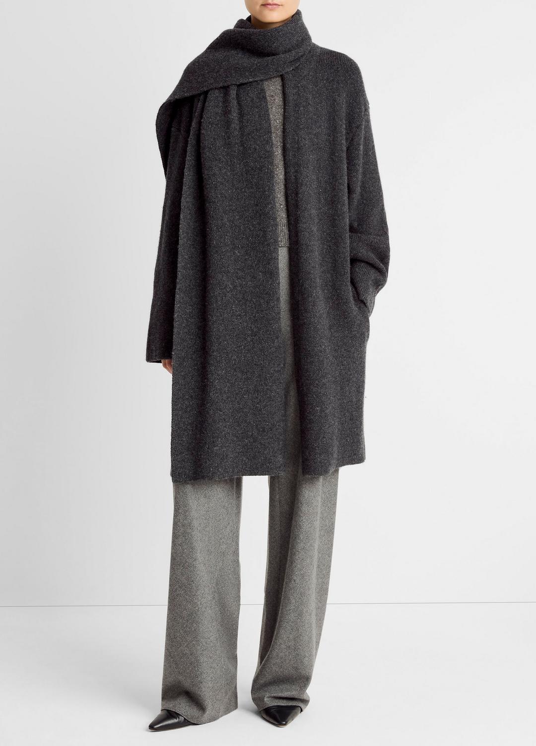 Draped-Scarf Wool-Blend Car Coat in Coats | VINCE Women