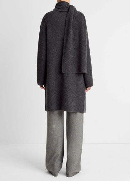 Draped-Scarf Wool-Blend Car Coat in Coats | VINCE Women