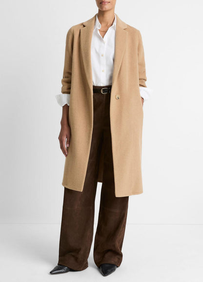 Classic Wool-Blend Straight Coat in Coats | VINCE Women