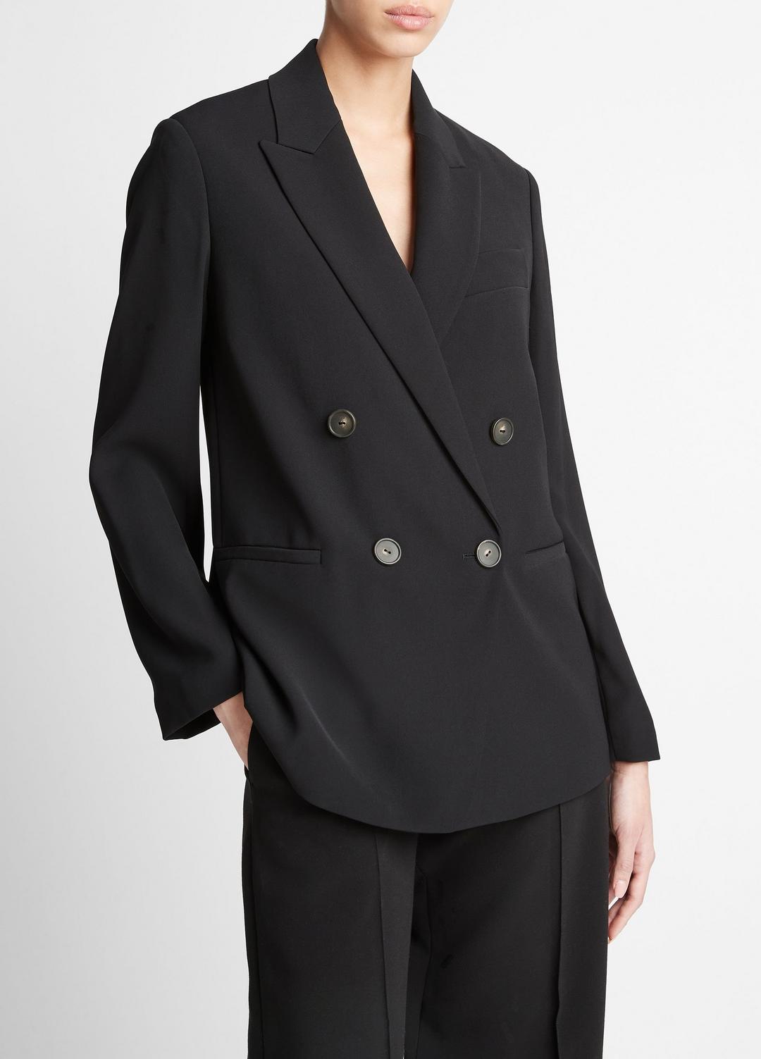 Crepe Double-Breasted Blazer in Blazers | VINCE Women