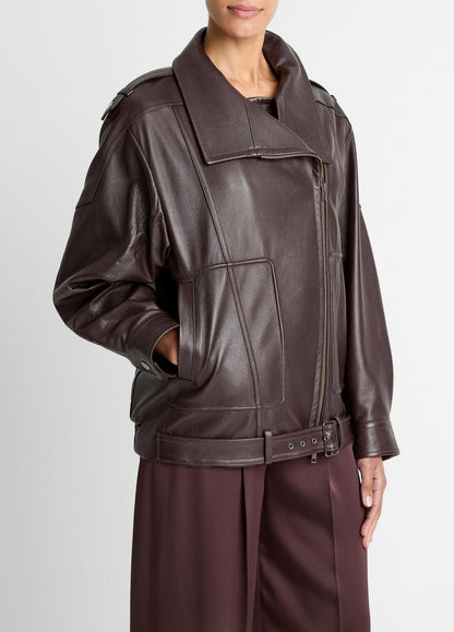 Leather Oversized Biker Jacket in Jackets | VINCE Women