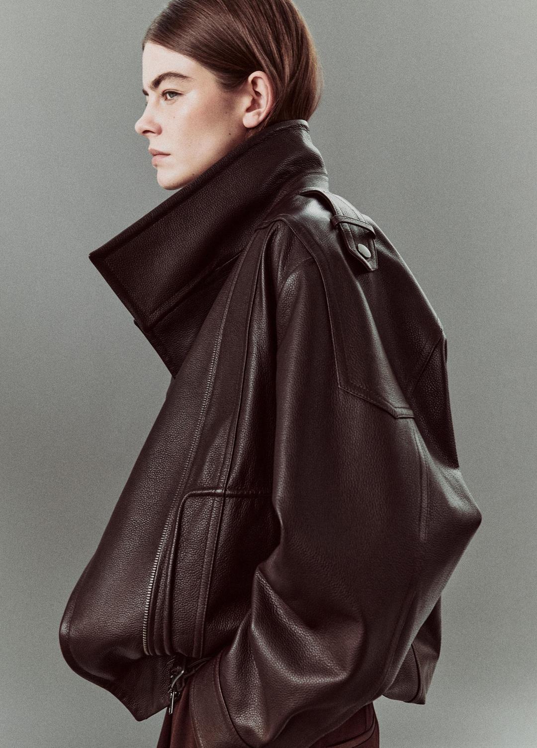Leather Oversized Biker Jacket in Jackets | VINCE Women