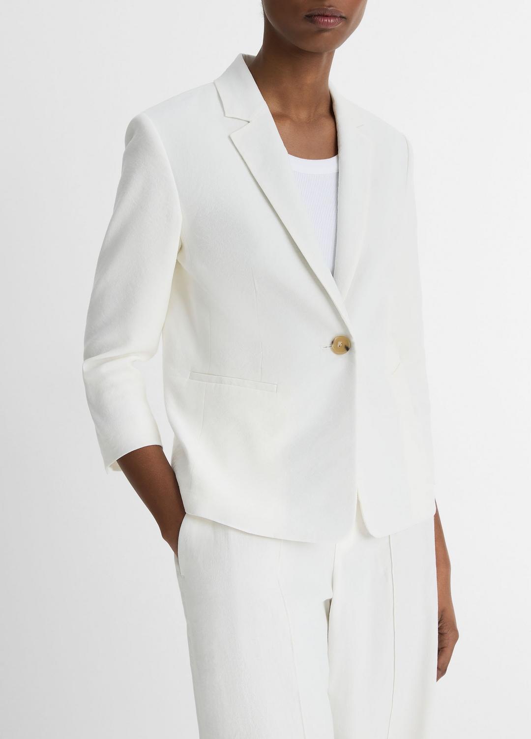 Linen-Blend Shrunken Blazer in Blazers | VINCE Women