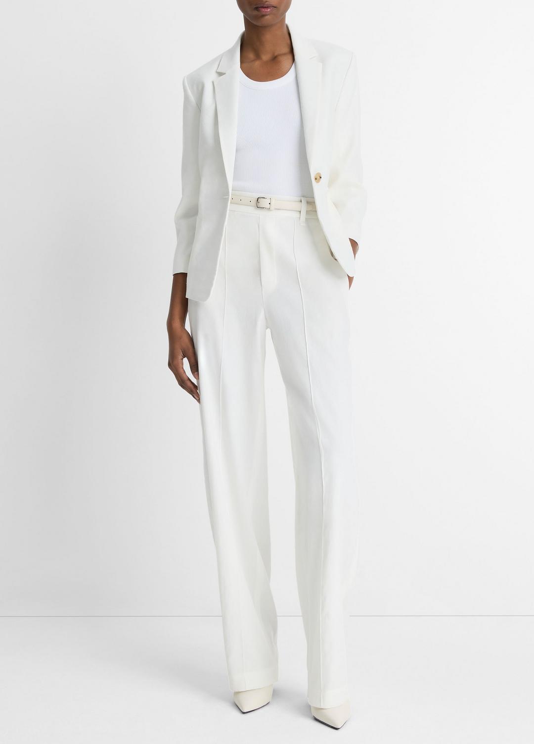 Linen-Blend Shrunken Blazer in Blazers | VINCE Women