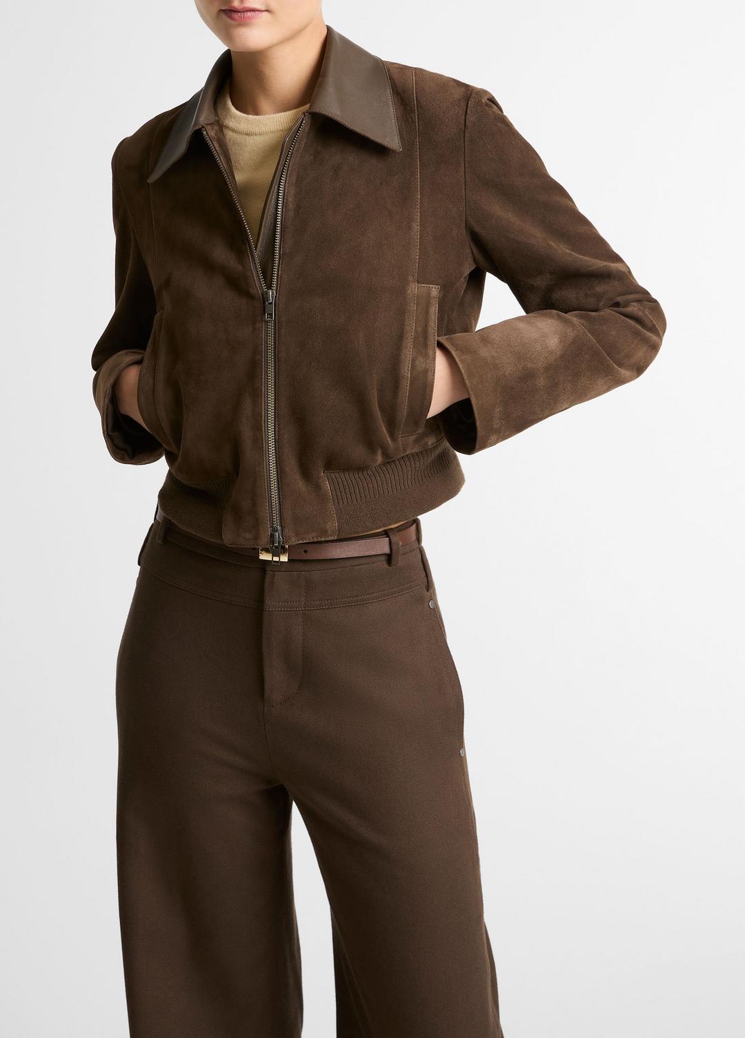 Suede Shrunken Bomber Jacket  in Jackets | VINCE Women