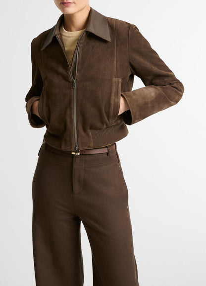 Suede Shrunken Bomber Jacket  in Jackets | VINCE Women