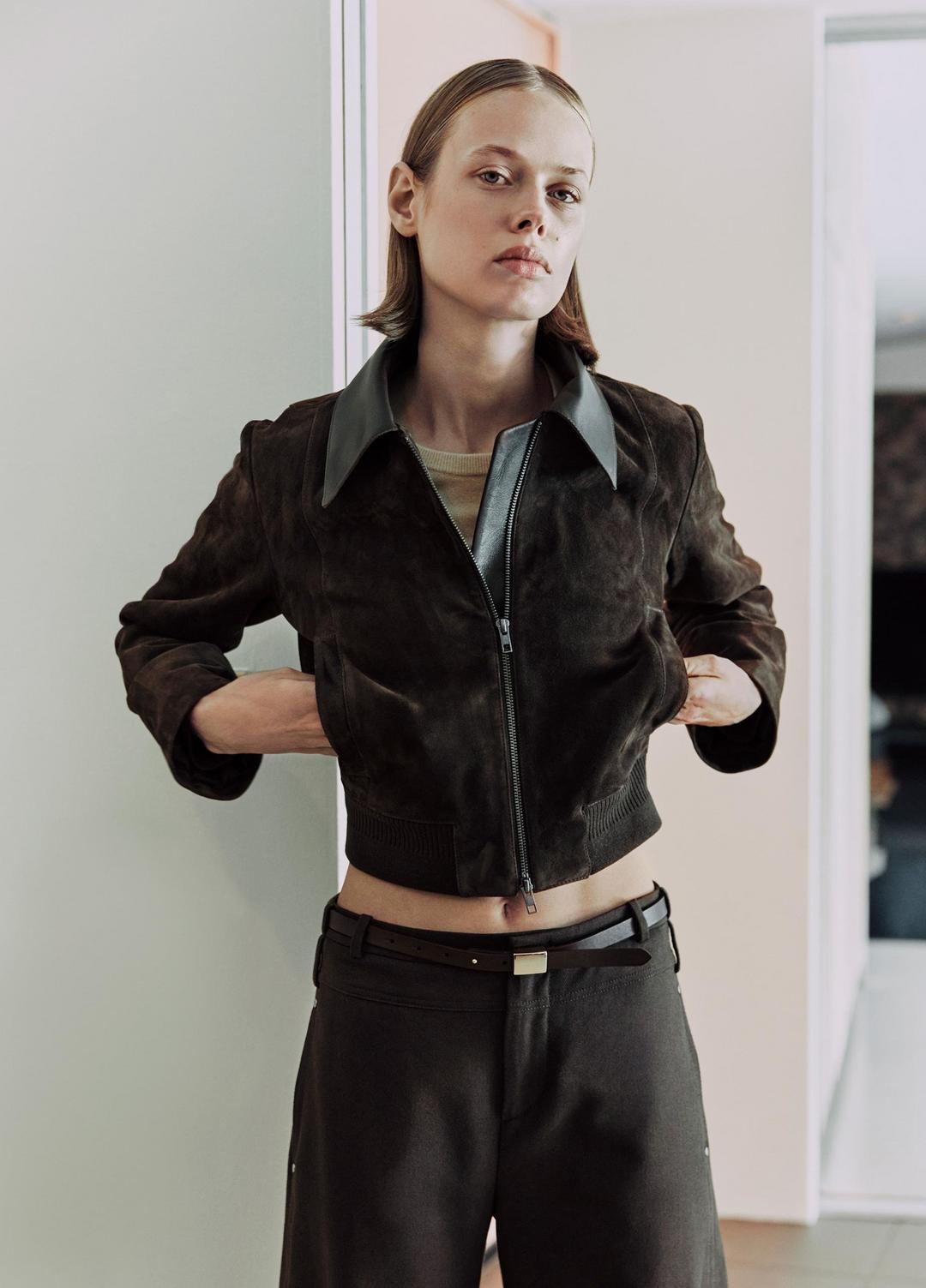 Suede Shrunken Bomber Jacket  in Jackets | VINCE Women