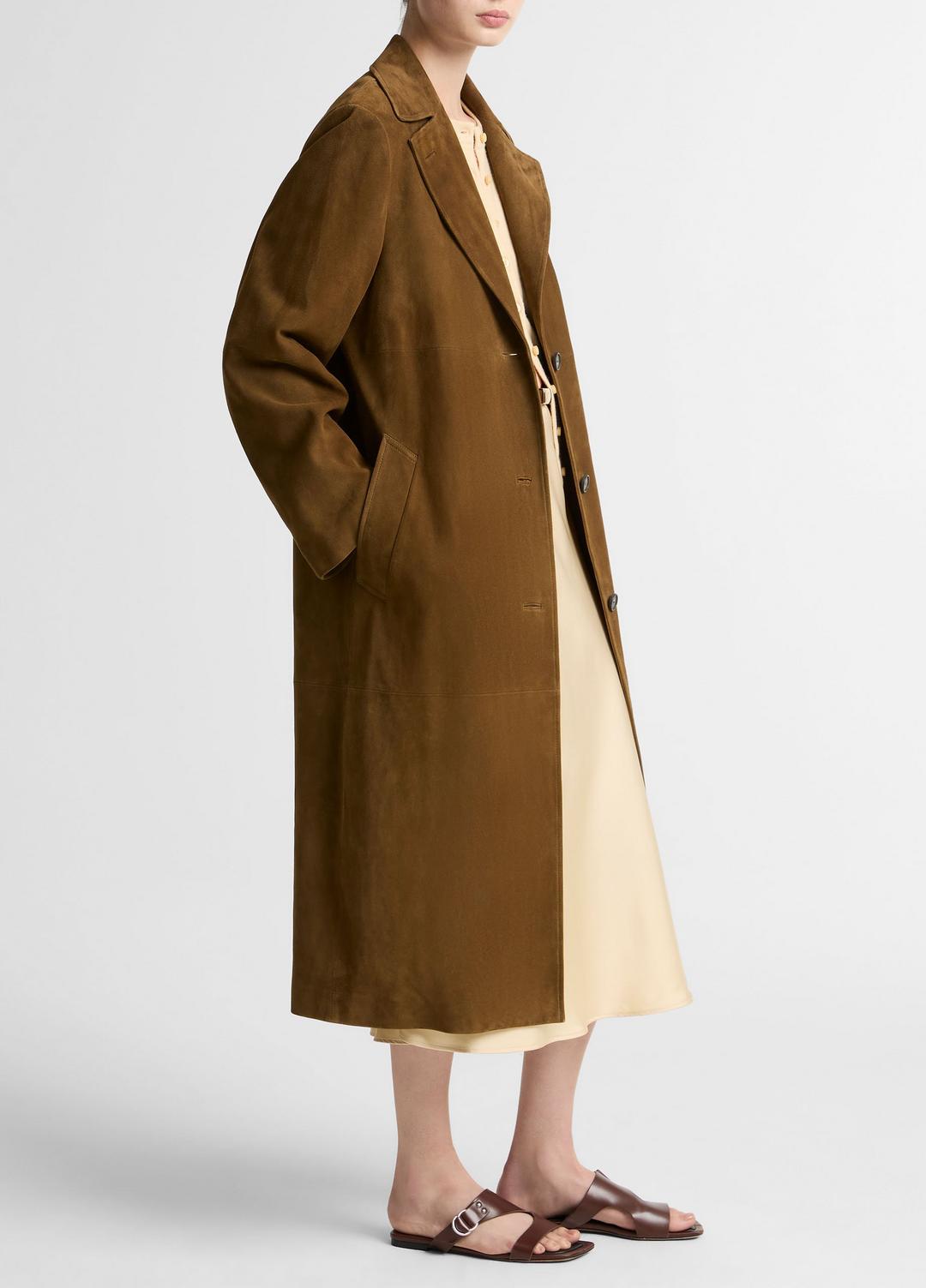 Suede Long Coat in Coats | VINCE Women