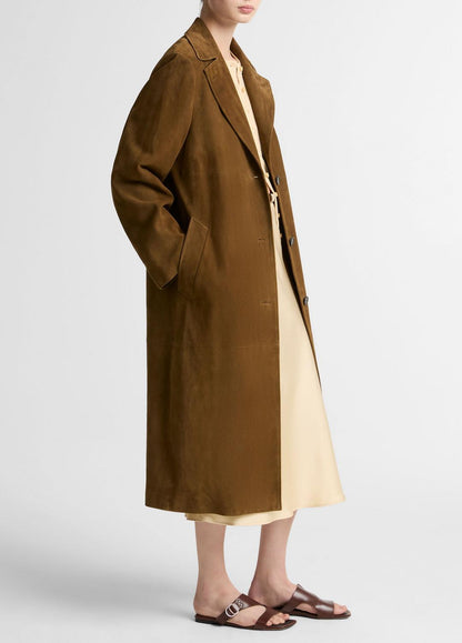 Suede Long Coat in Coats | VINCE Women