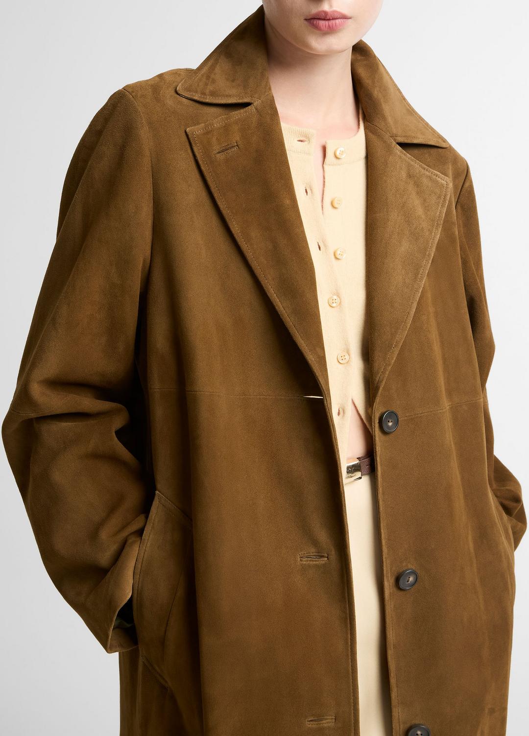 Suede Long Coat in Coats | VINCE Women