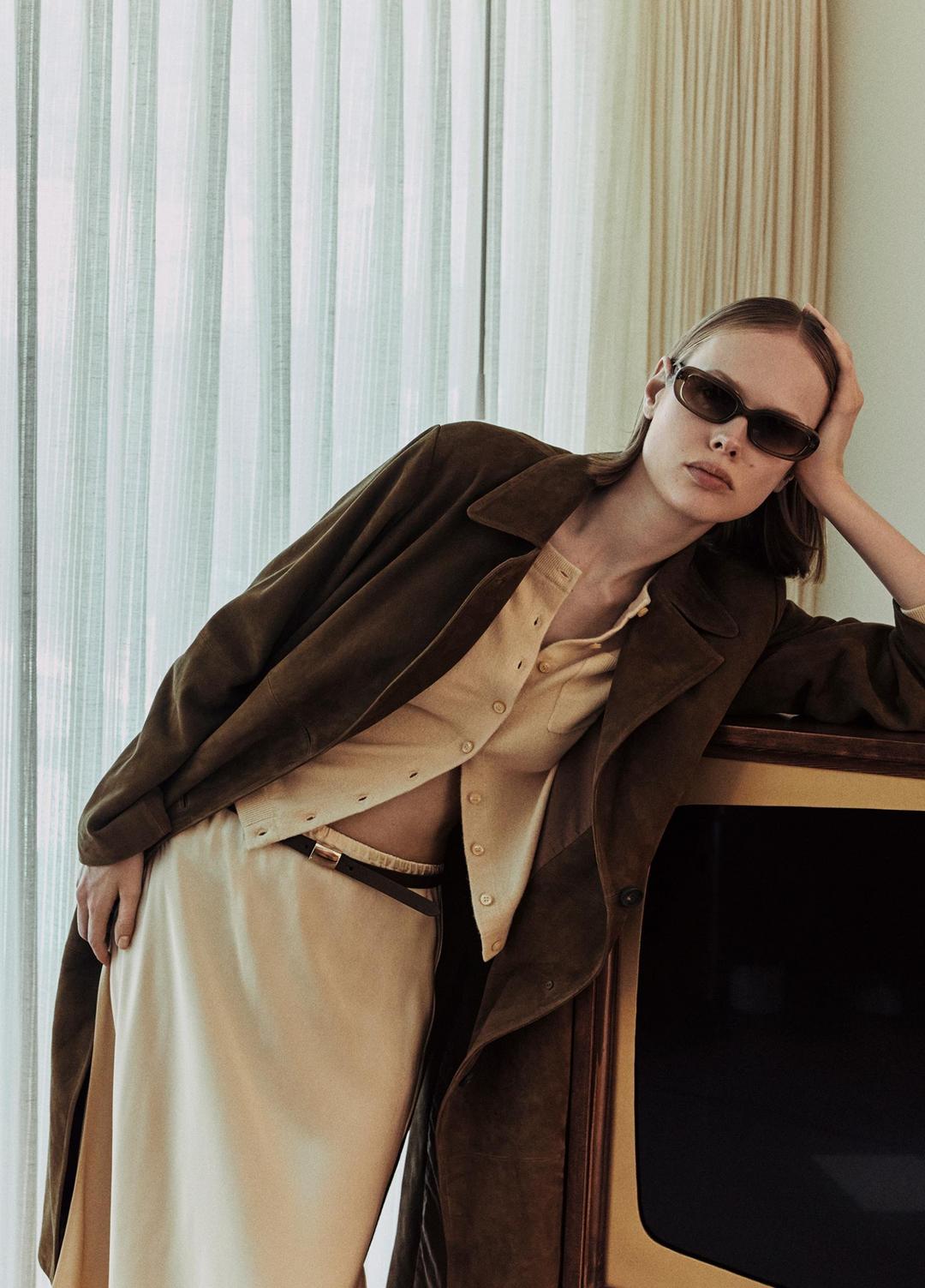 Suede Long Coat in Coats | VINCE Women
