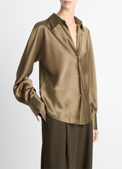 Silk Bias Long-Sleeve Blouse in Long Sleeve | VINCE Women